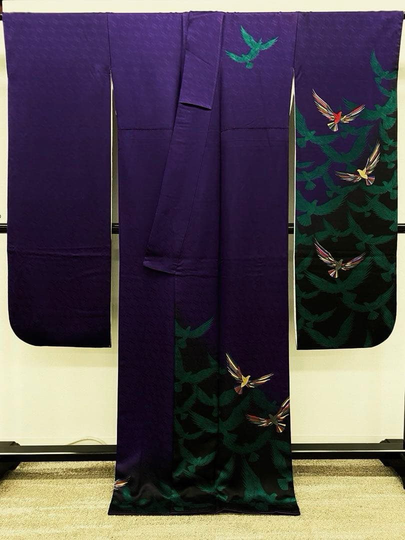 作家振袖 振袖 斉藤三才 鳥 振りぼかし 紋意匠 身丈166cm