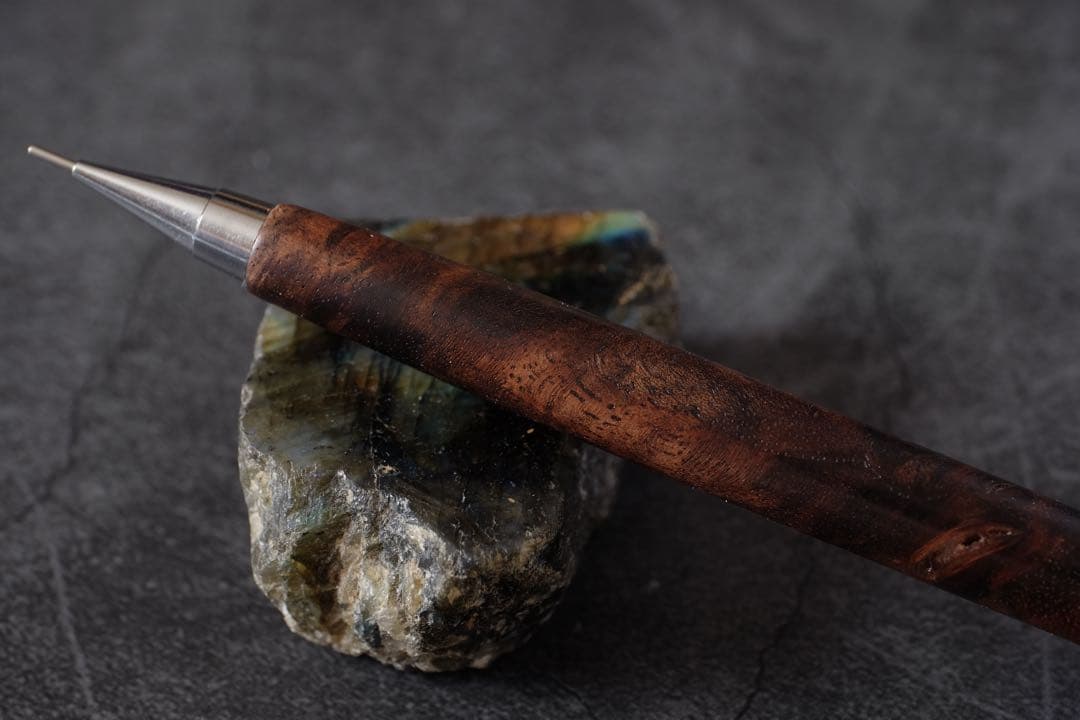 PG5木軸カスタム0205　高村杢工房 製図用シャーペン　クラロウォルナット瘤