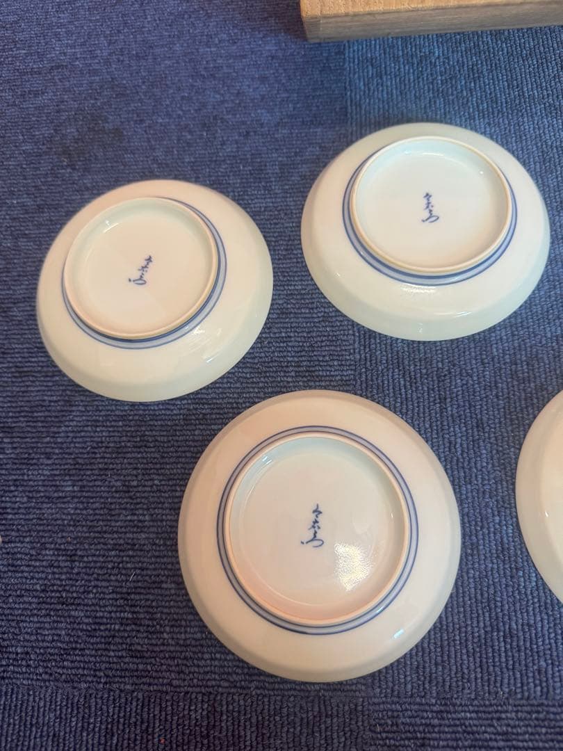 1886  今泉今右衛門作　錦椿画小皿　5客　未使用