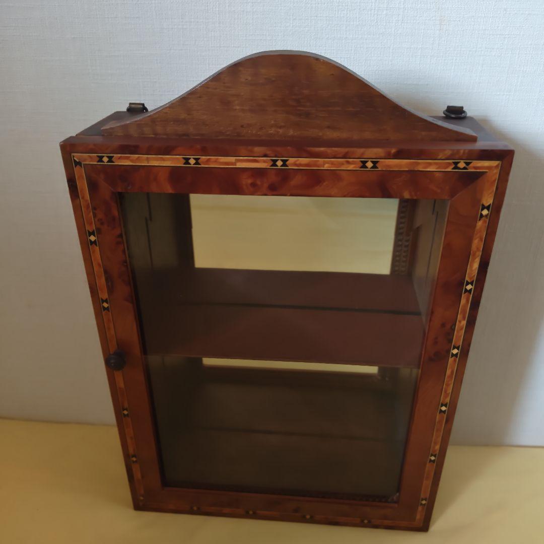 【良品】イタリア製 象嵌　ウォールキャビネット　飾り棚　吊り棚　小型