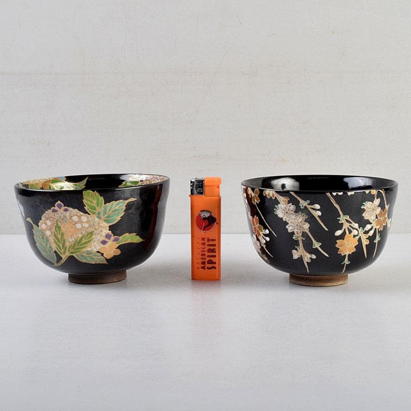 茶道具　尾形乾山作　山梅　紫陽花　茶碗　一双　共箱　V　9162