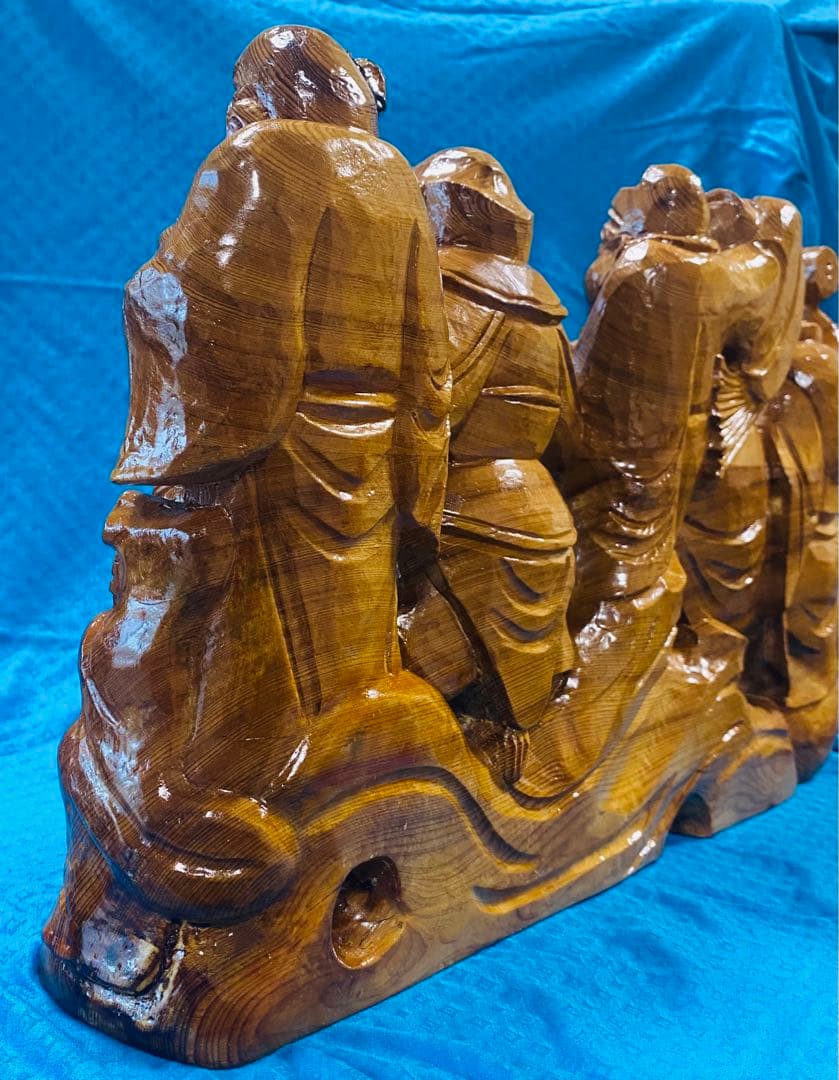 一木彫り　七福神（横幅40cm）
