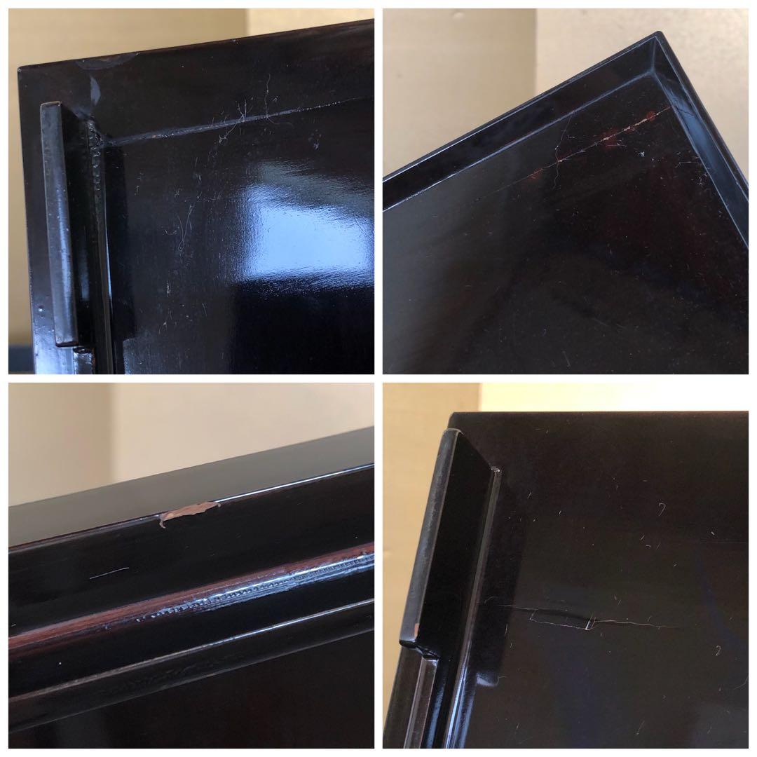 ‼️割引 黒塗 流水紅葉蒔絵 脚付膳 四方膳10客 木製漆器 木箱250725F1