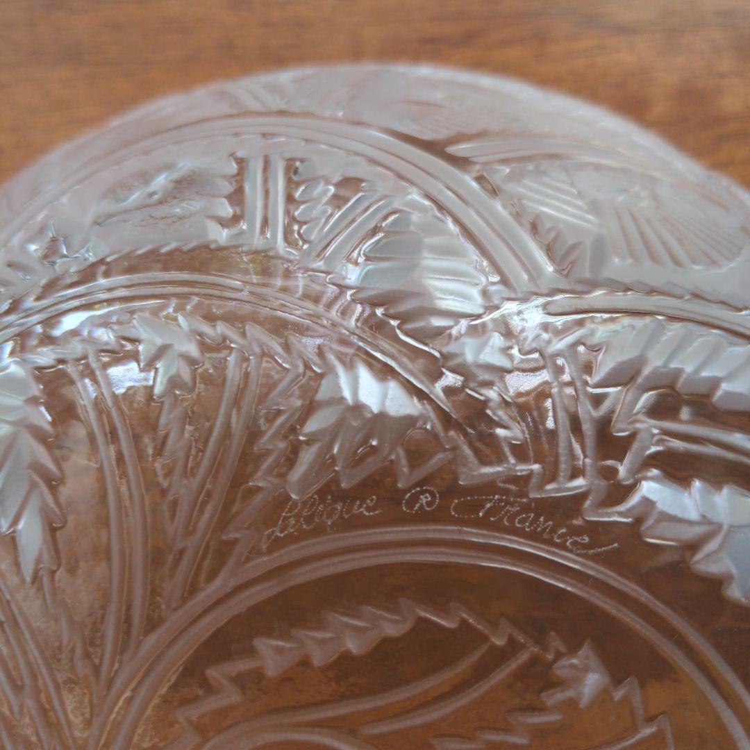 ラリック　クリスタルガラス　陽刻小鳥図ボウル