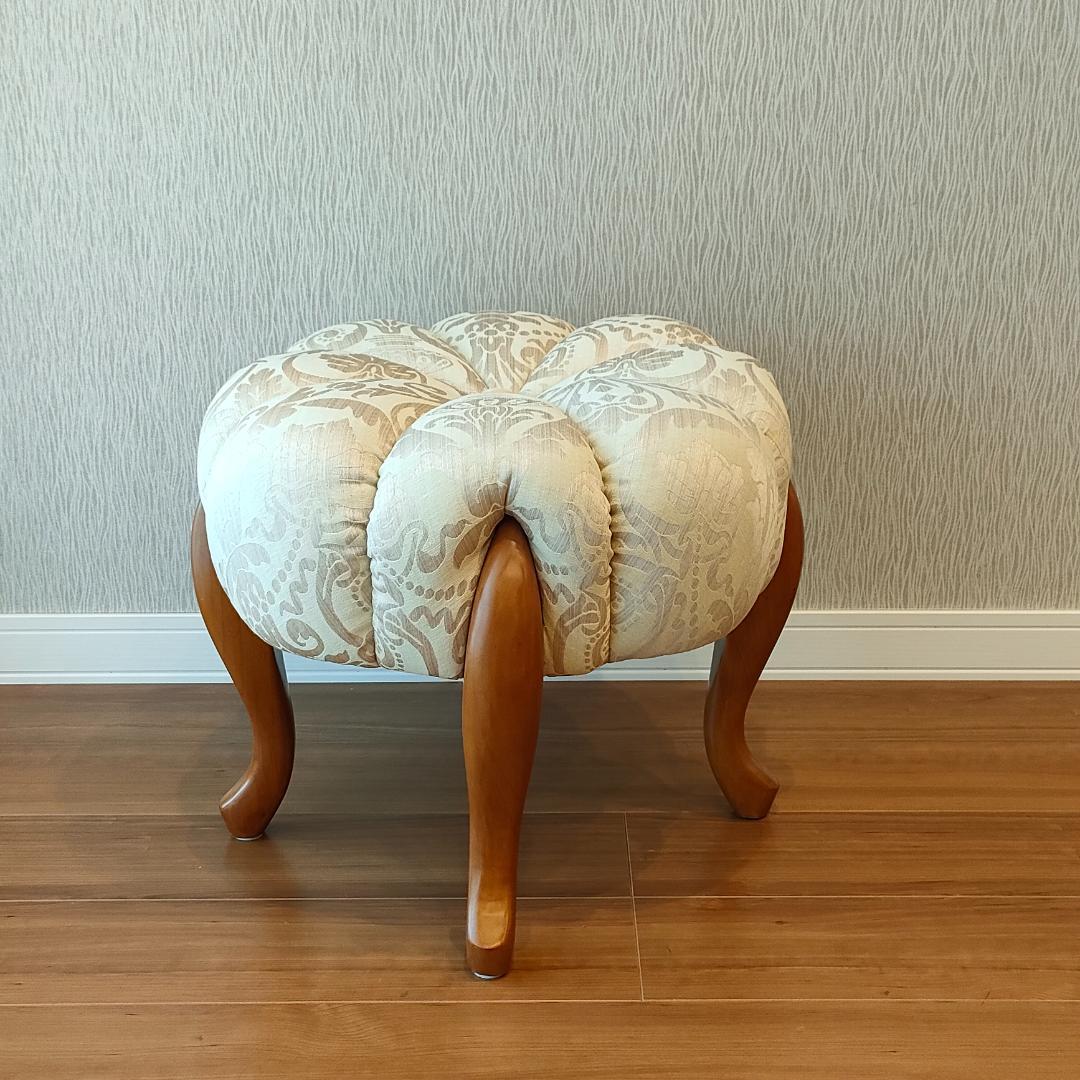 〈美品〉ロココ調　パンプキンスツール　猫脚　サイドチェア　オットマン