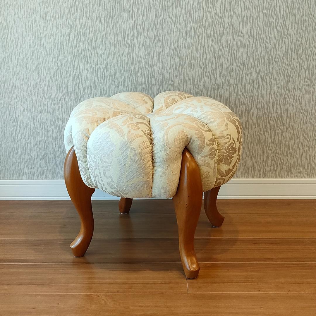 〈美品〉ロココ調　パンプキンスツール　猫脚　サイドチェア　オットマン