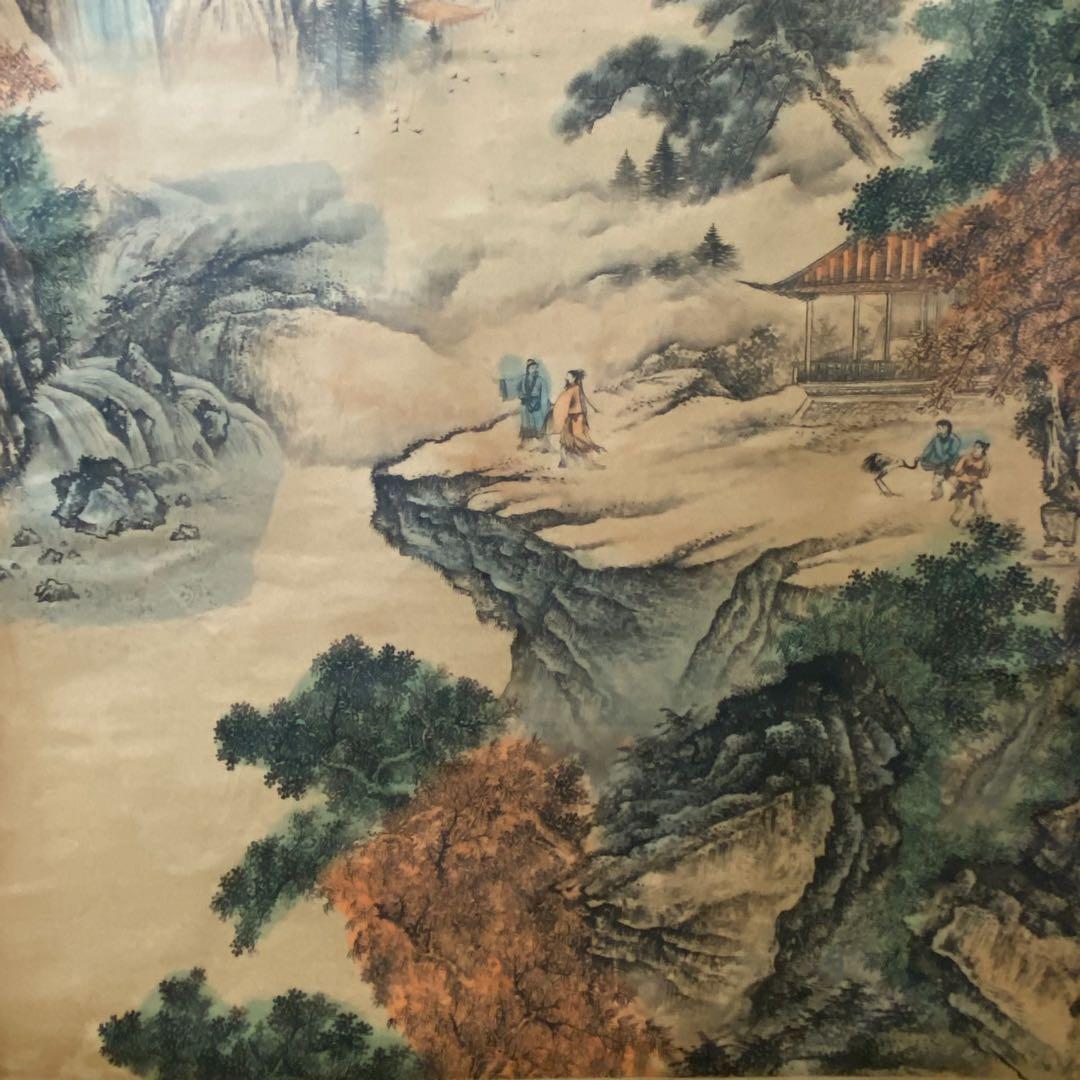 珍藏 大名家 張大千 山水絵　觀山賞景 掛け軸　中華民国・故宮博物院館藏