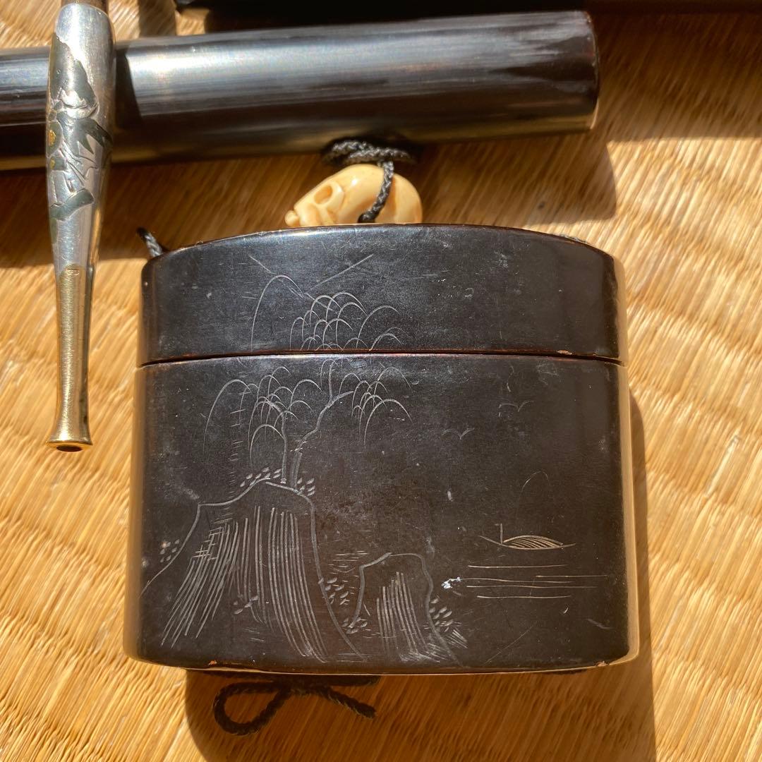 20kと銀のキセル、煙草入れ