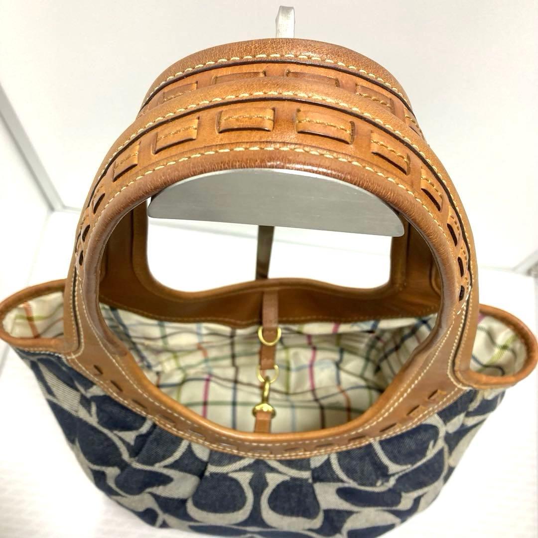 COACH デニム　トートバッグ ハンドバッグ　シグネチャー　レザー　肩掛け