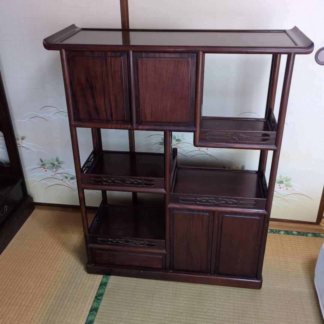 昭和レトロ 茶箪笥 シェルフ 唐木茶棚　飾り棚 アンティーク