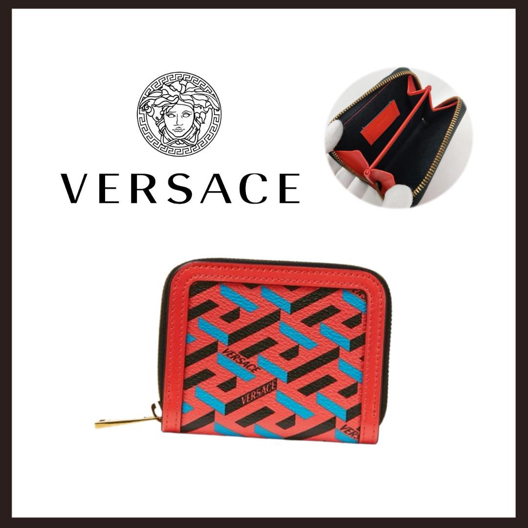 ○★新品 未使用 VERSACE ラ グレカ ラウンドジップコンパクトウォレット