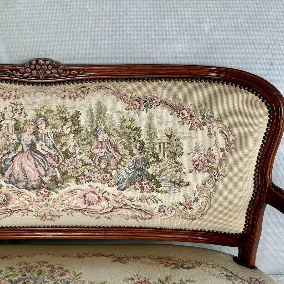 ✦王室気分✦ ロココ調アンティーク イタリア製　ゴブラン織　猫脚 ベンチソファー