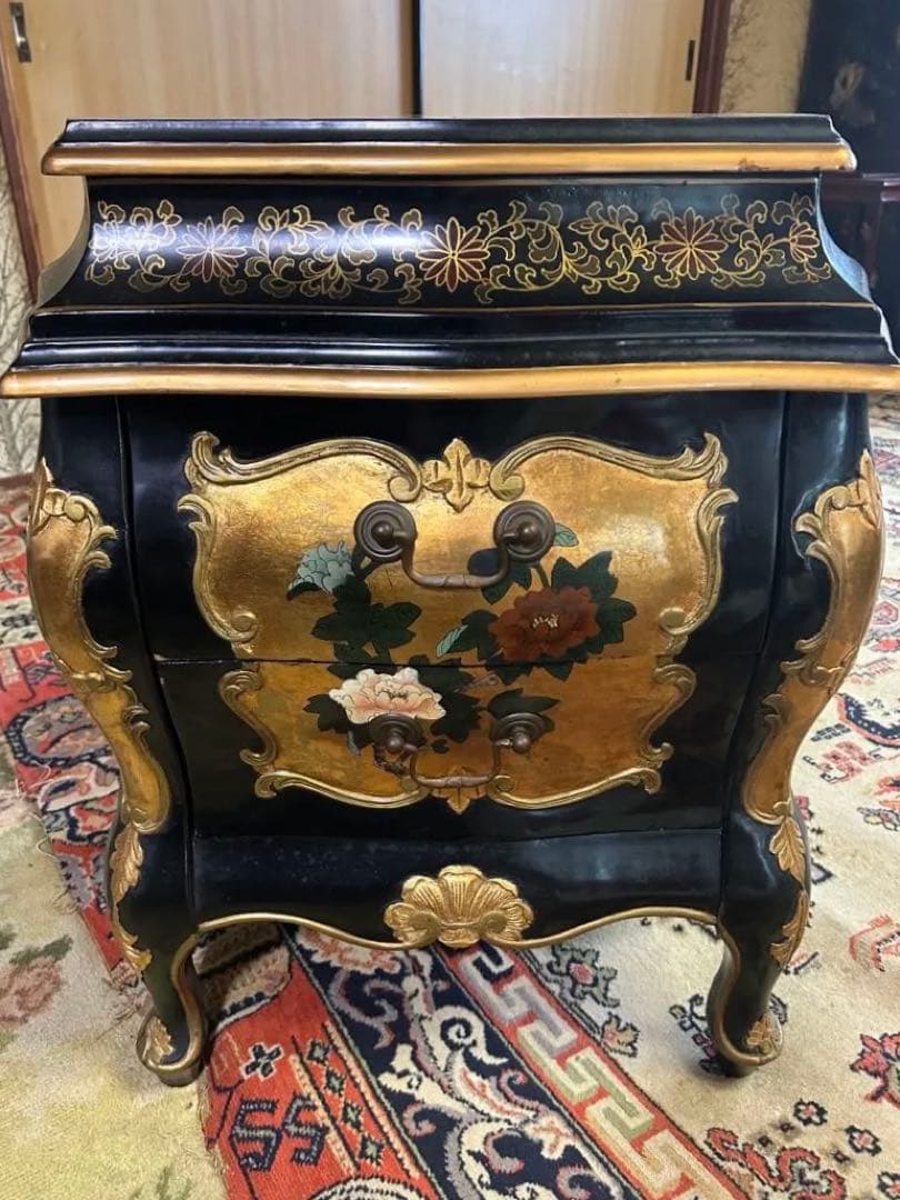 アジア風 木製家具 金箔装飾　シノワヅリ