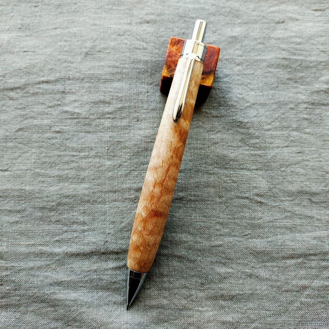 ハンドメイド　木軸シャープぺン　楓　縮杢　泡杢　0.5mm　ウッドペン　天然木