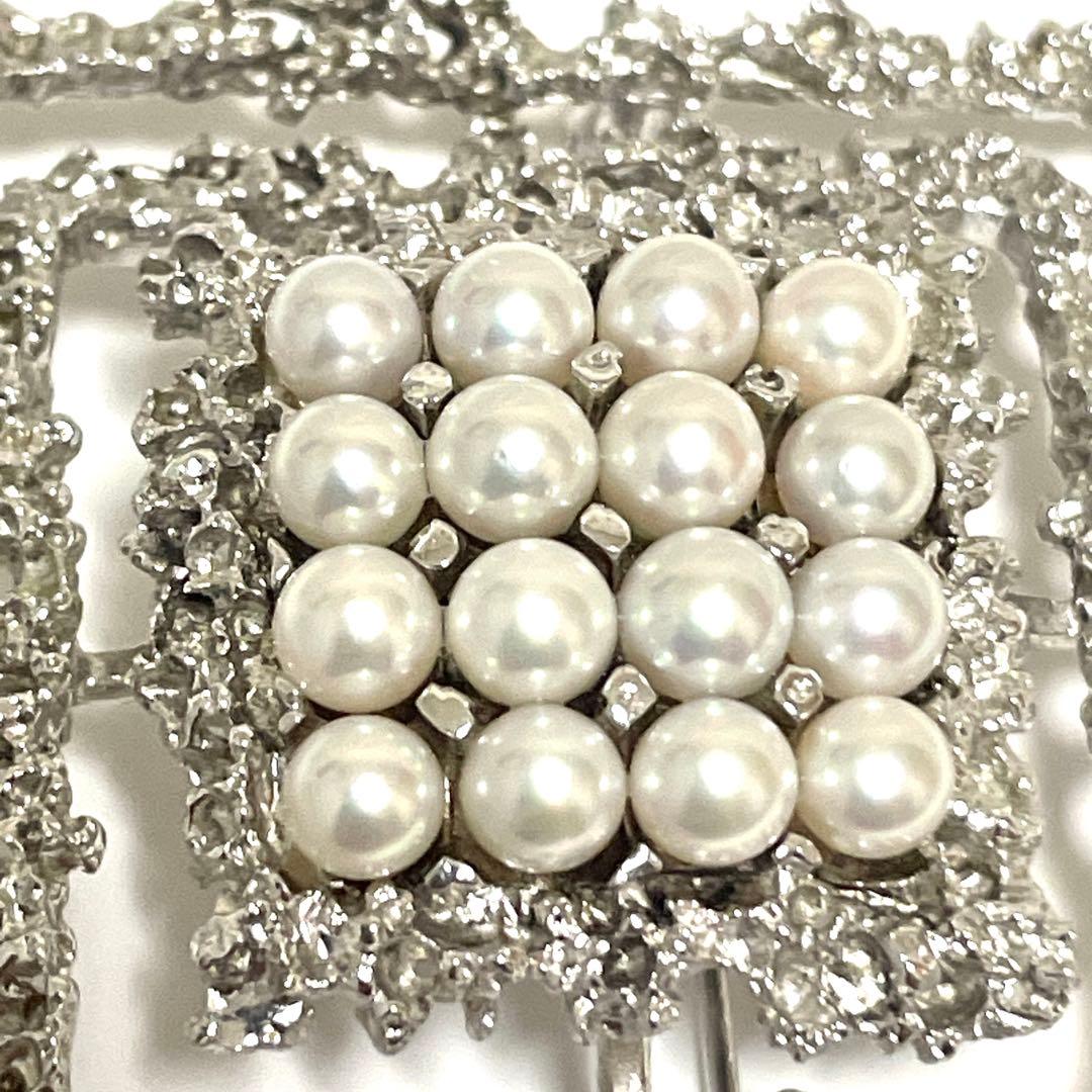 美品✨田崎真珠　TASAKI タサキ パール　ブローチ　コサージュ　スクエア