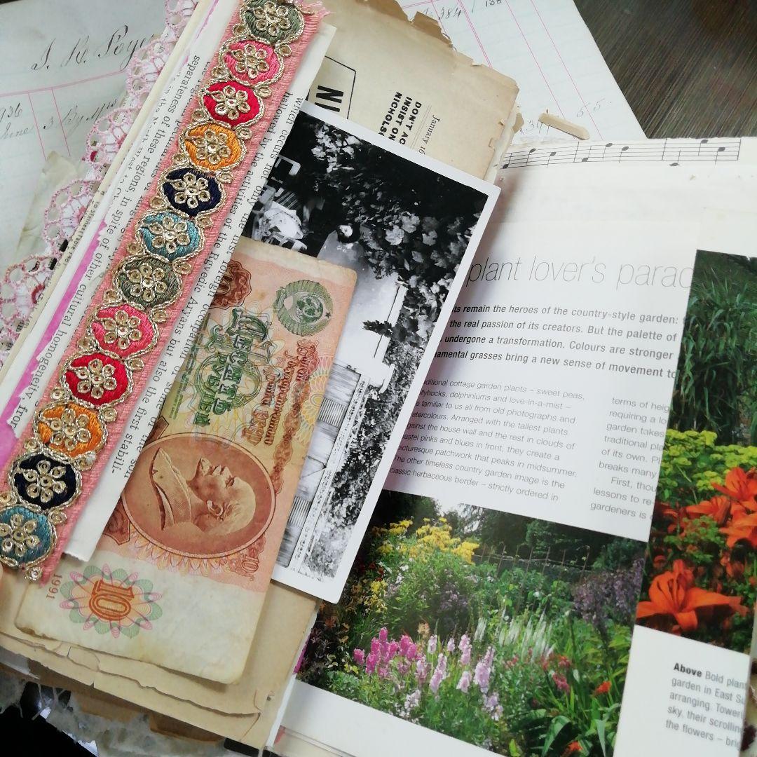 vintage pinkジャンクジャーナル　雑記帳　ヴィンテージ　お花と子ども