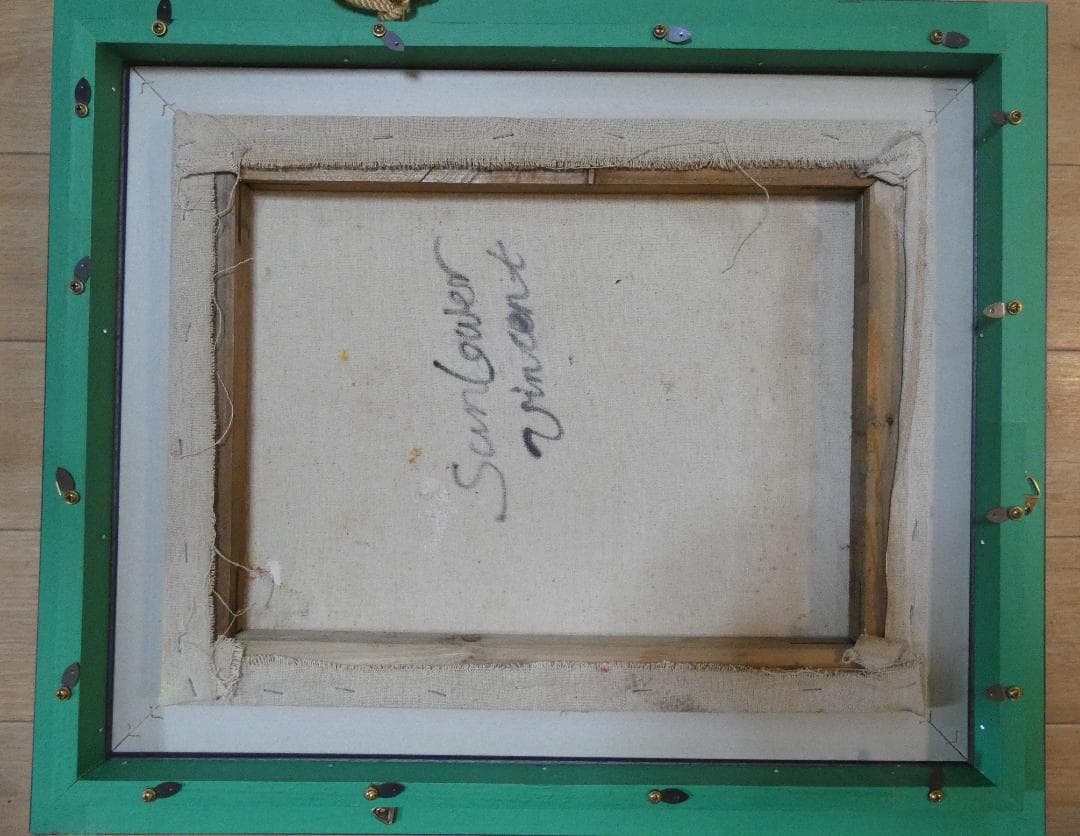 絵画 肉筆手描き オランダ油彩　ファン・ゴッホ「お花」サインF6サイズ　額装済み