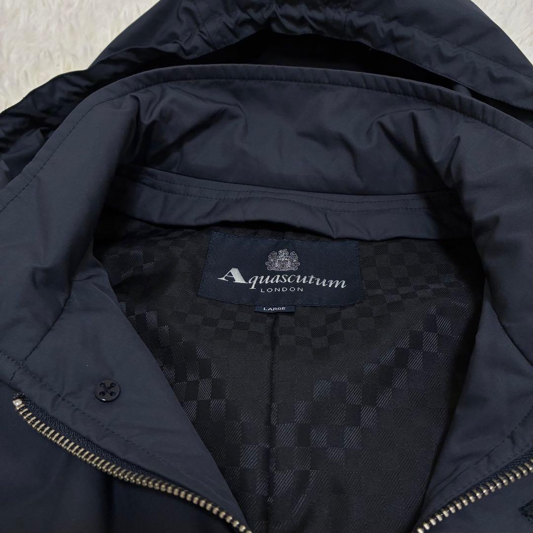 Aquascutum　アクアスキュータム　コート　ライナーなし　ネイビー　フード