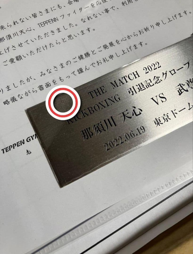 那須川 天心 キックボクシング引退記念グローブ 直筆サイン