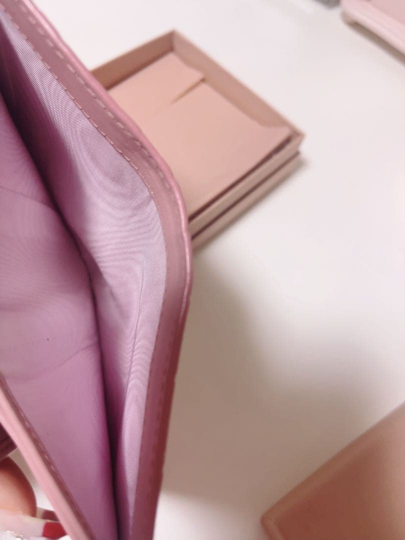 Miumiu ミュウミュウ クロコダイルプリントレザー二つ折り財布 ROSA