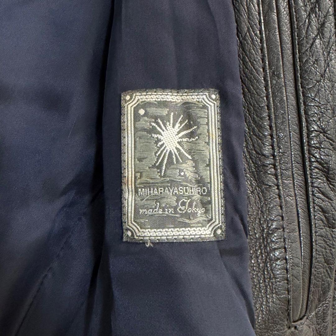 17094✨ミハラヤスヒロ シングルライダースジャケット ディアスキン ブラック