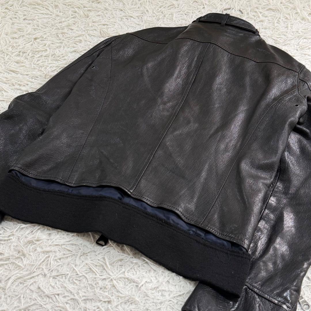 17094✨ミハラヤスヒロ シングルライダースジャケット ディアスキン ブラック