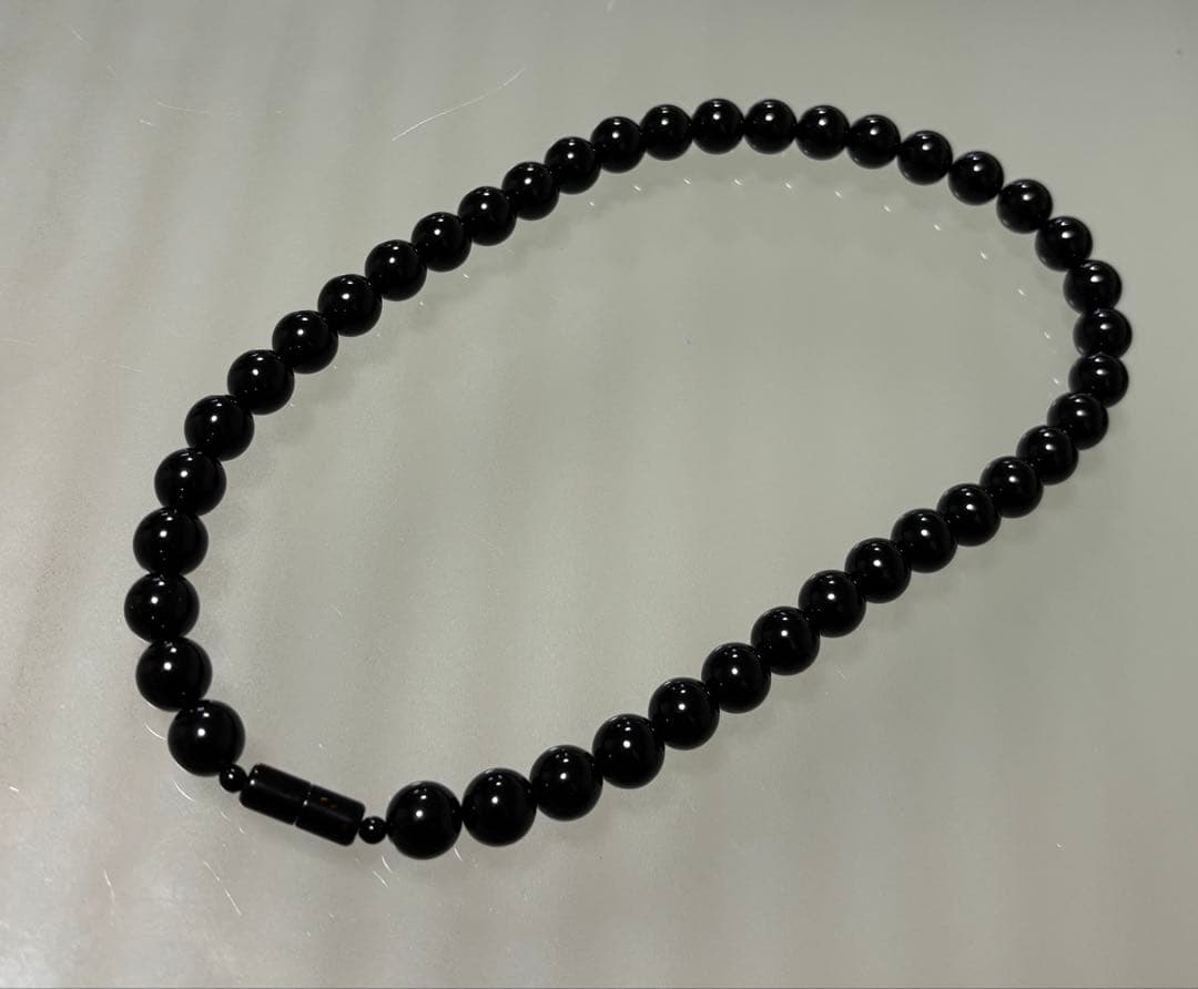 天然黒珊瑚ネックレス（大玉１０mm珠）鑑別書付き⑧