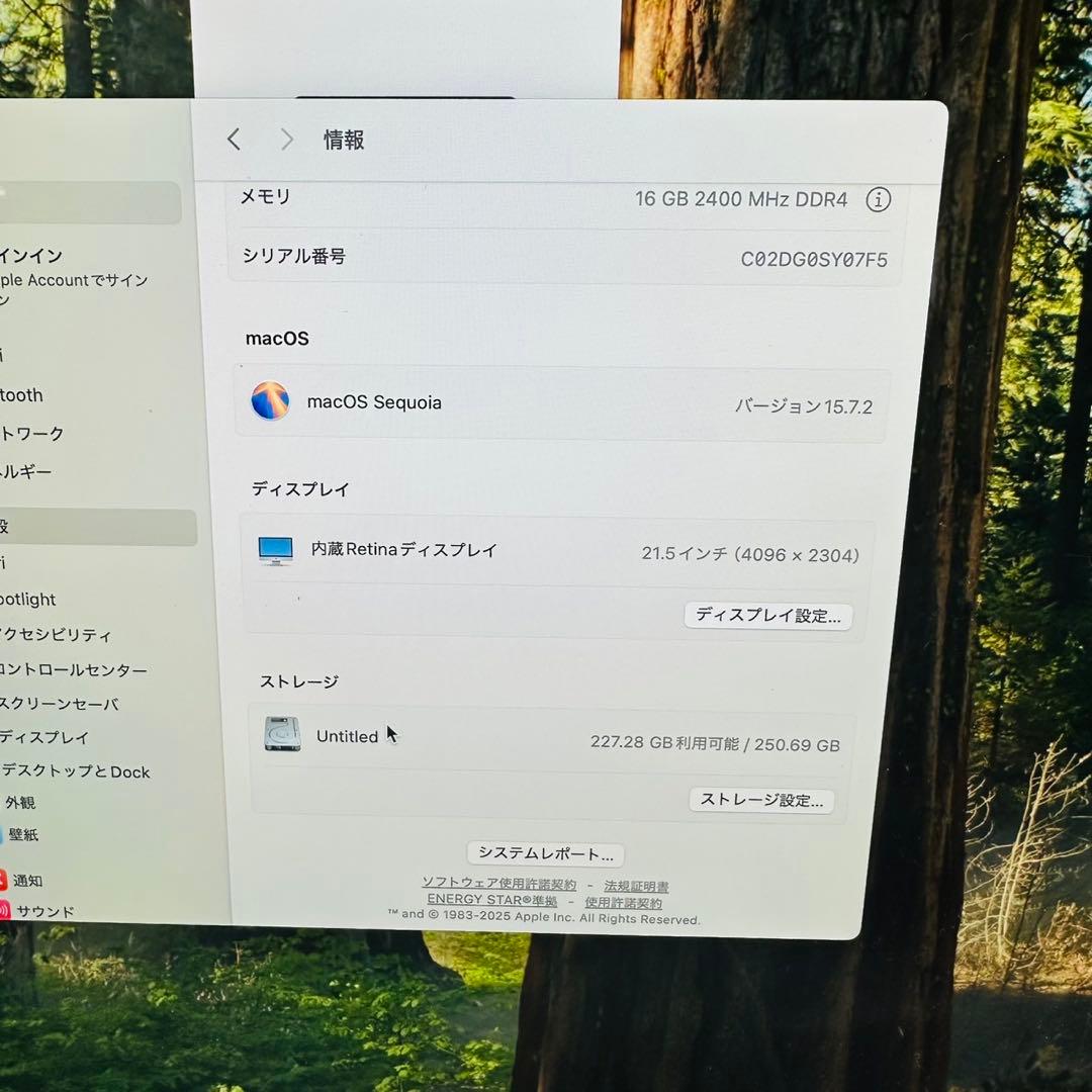 iMac 2019 21.5インチ i3 16GB 256GB 動作◯