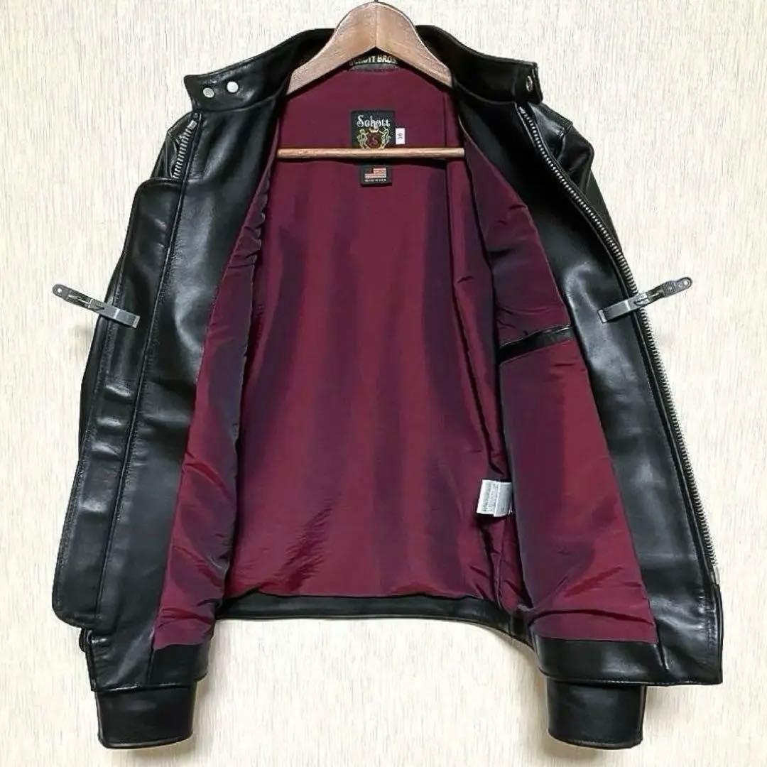 極美品 schott ショット 641XX 立襟黒革ライダース 36 現行 最新