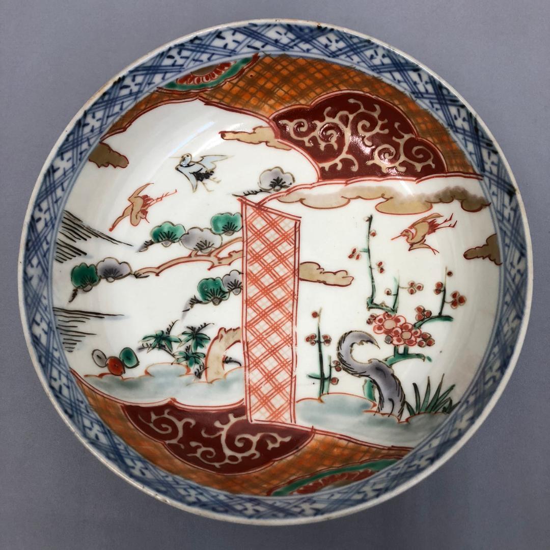 古伊万里　染錦　三つ鉢　松竹梅、鳳凰