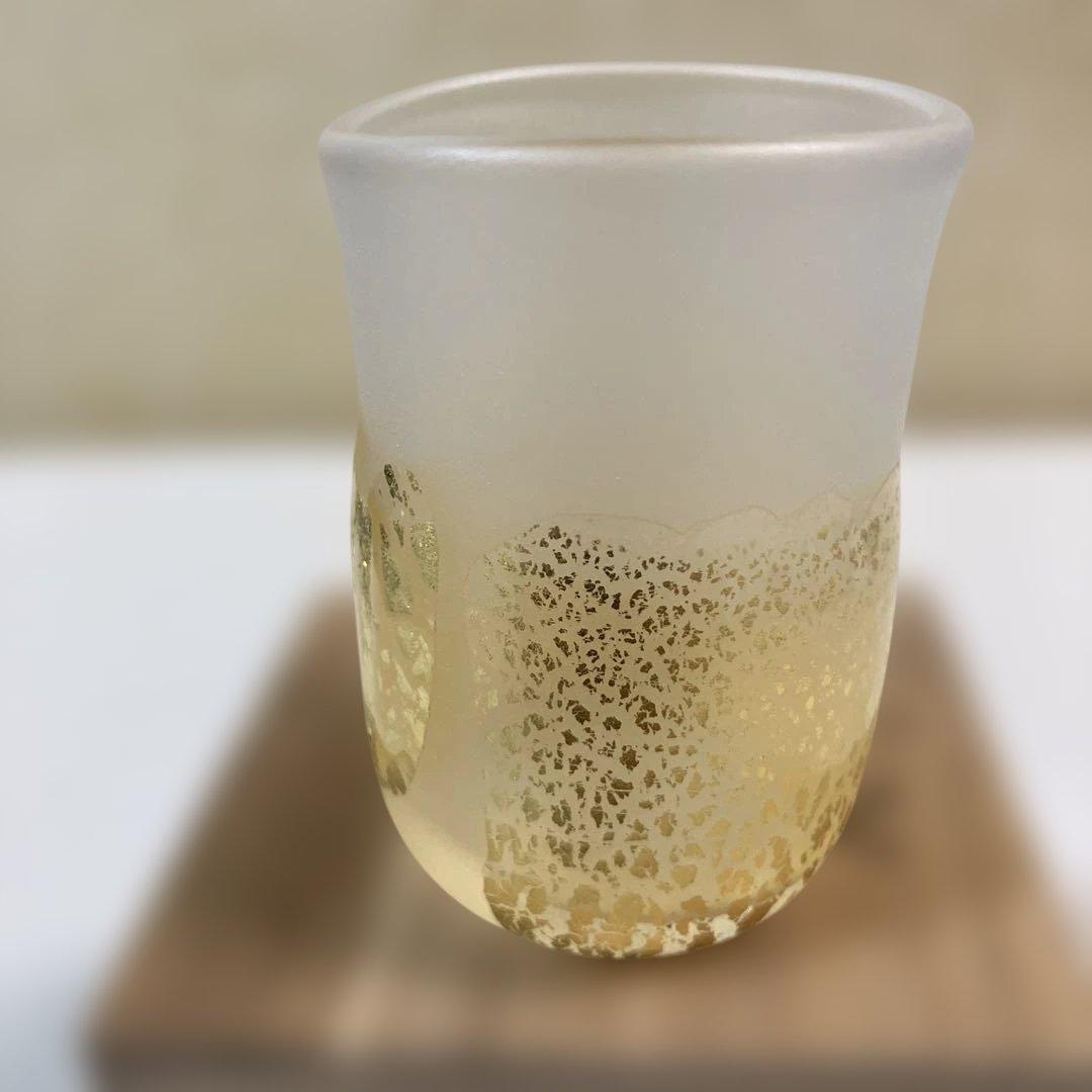 藤田喬平 手吹硬質金彩 ぐい呑み