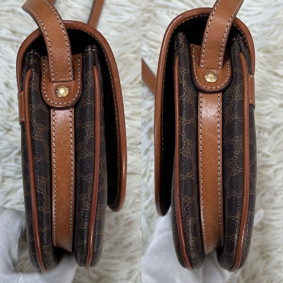 【極美品】セリーヌ ショルダーバッグ マカダム柄 フラップ PVC ブラウン