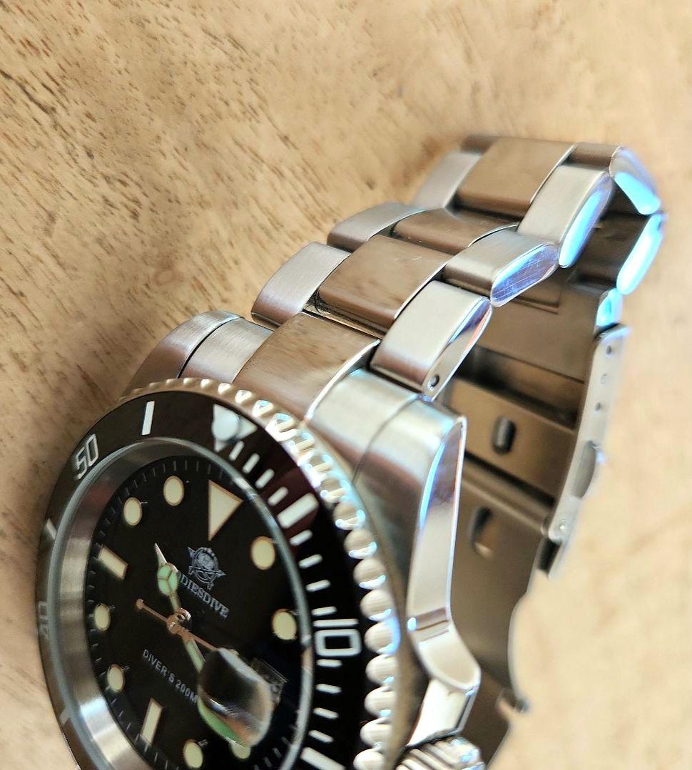 【ADDIESDIVE】ダイバーズ200M【黒】日本製クォーツムーブメント稼働品