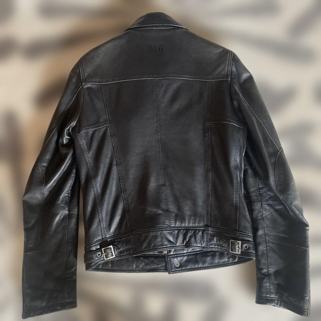 D&G ブラック レザー シングルライダースジャケット サイズ46