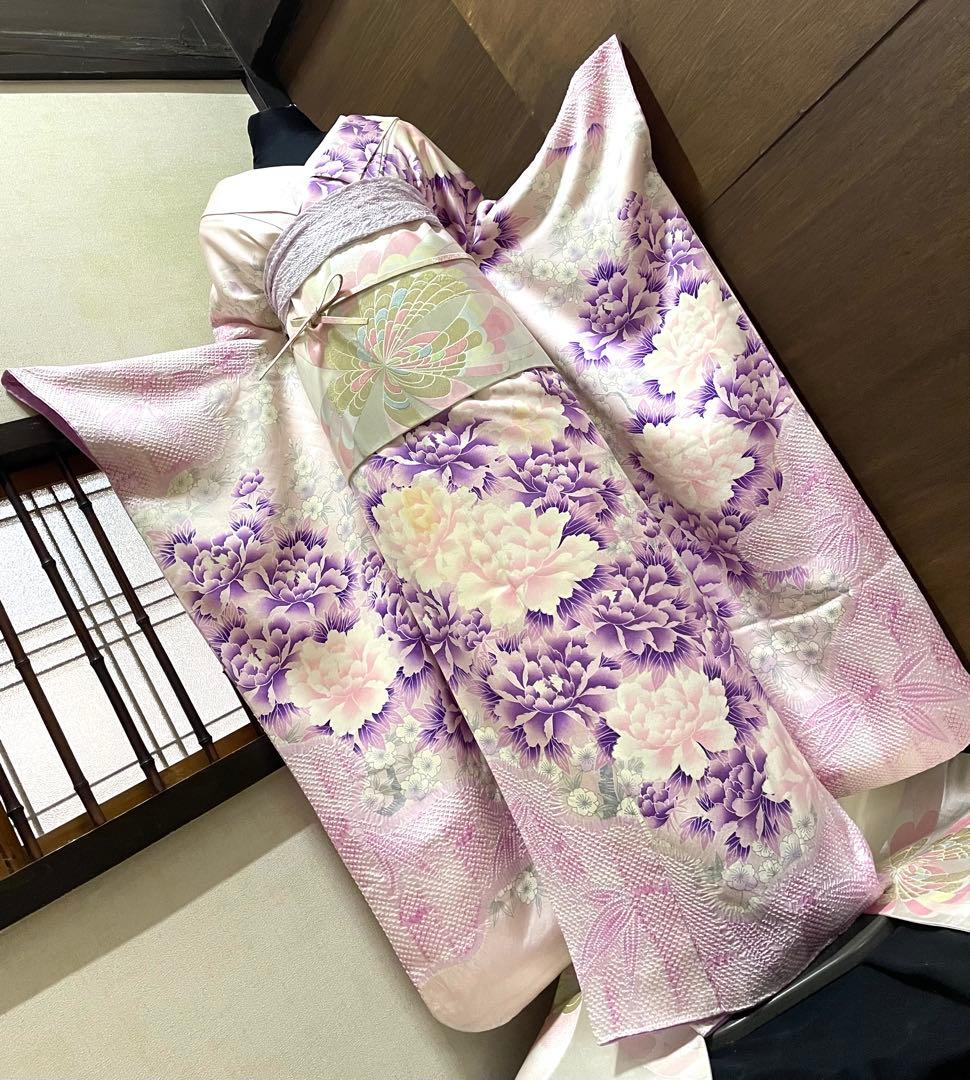 振袖フルセット6点サイズM〜Ｌ絞り花文　正絹売り切り終了