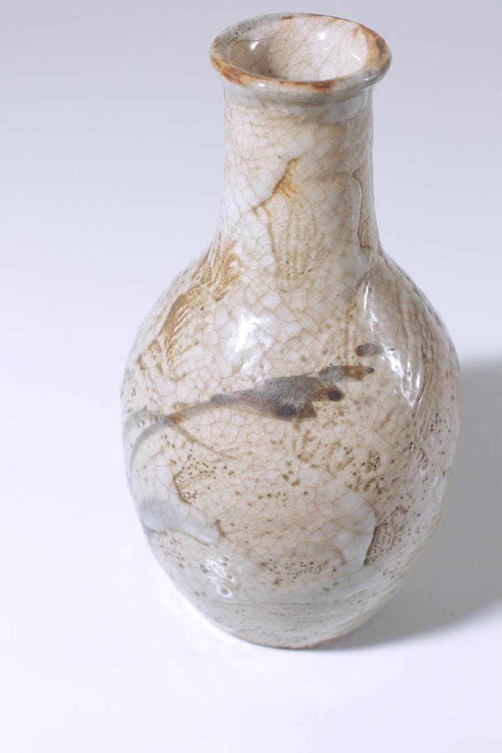 幕末-明治期 古志野 絵志野 秋草文 徳利