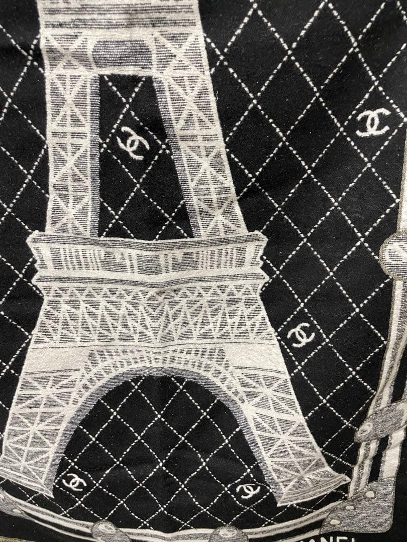 未使用 CHANEL エッフェル塔 ノベルティ 大判マフラー　ストール ブラック