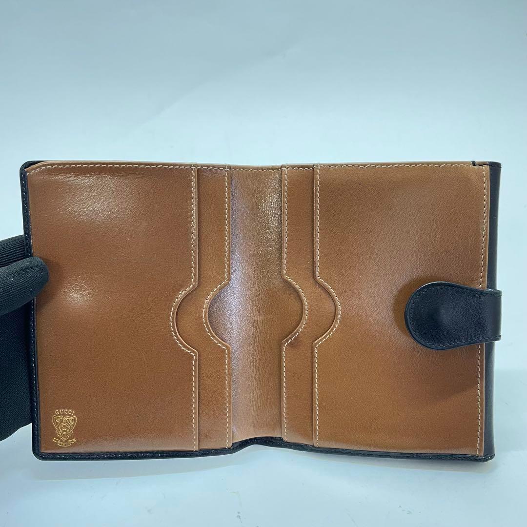 希少 GUCCI グッチ 折り財布 ブラック ホースビット オールド Wホック