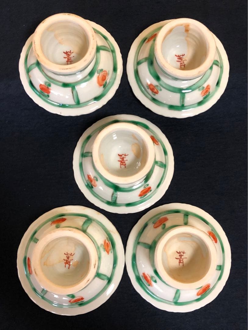 割引❗️《レ》九谷焼 須田 菁華 安南 色絵 台皿5客　1f