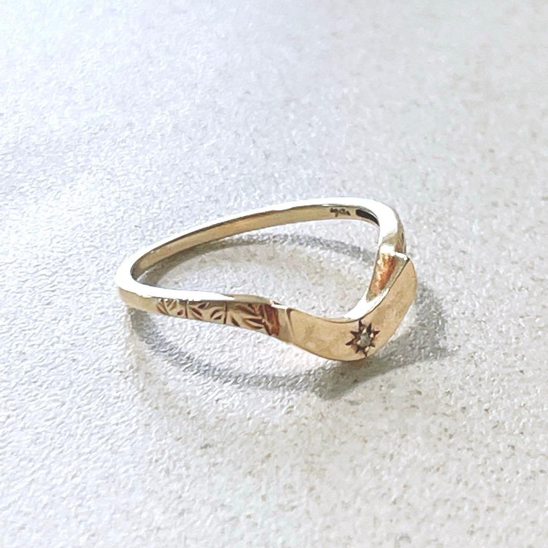 え*。様 agete アガット K10 ダイヤモンド 彫刻リング