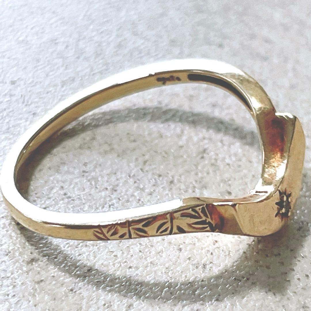 え*。様 agete アガット K10 ダイヤモンド 彫刻リング