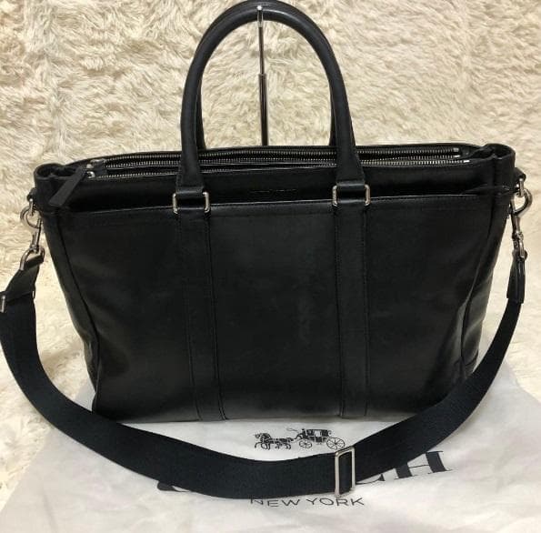 COACH コーチ F70916／2WAY オールレザーブリーフトートバッグ／黒