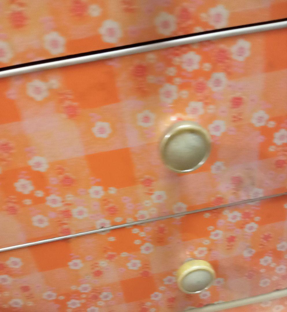 昭和レトロ　レトロ　チェスト　引出し　タンス　花柄　オレンジ