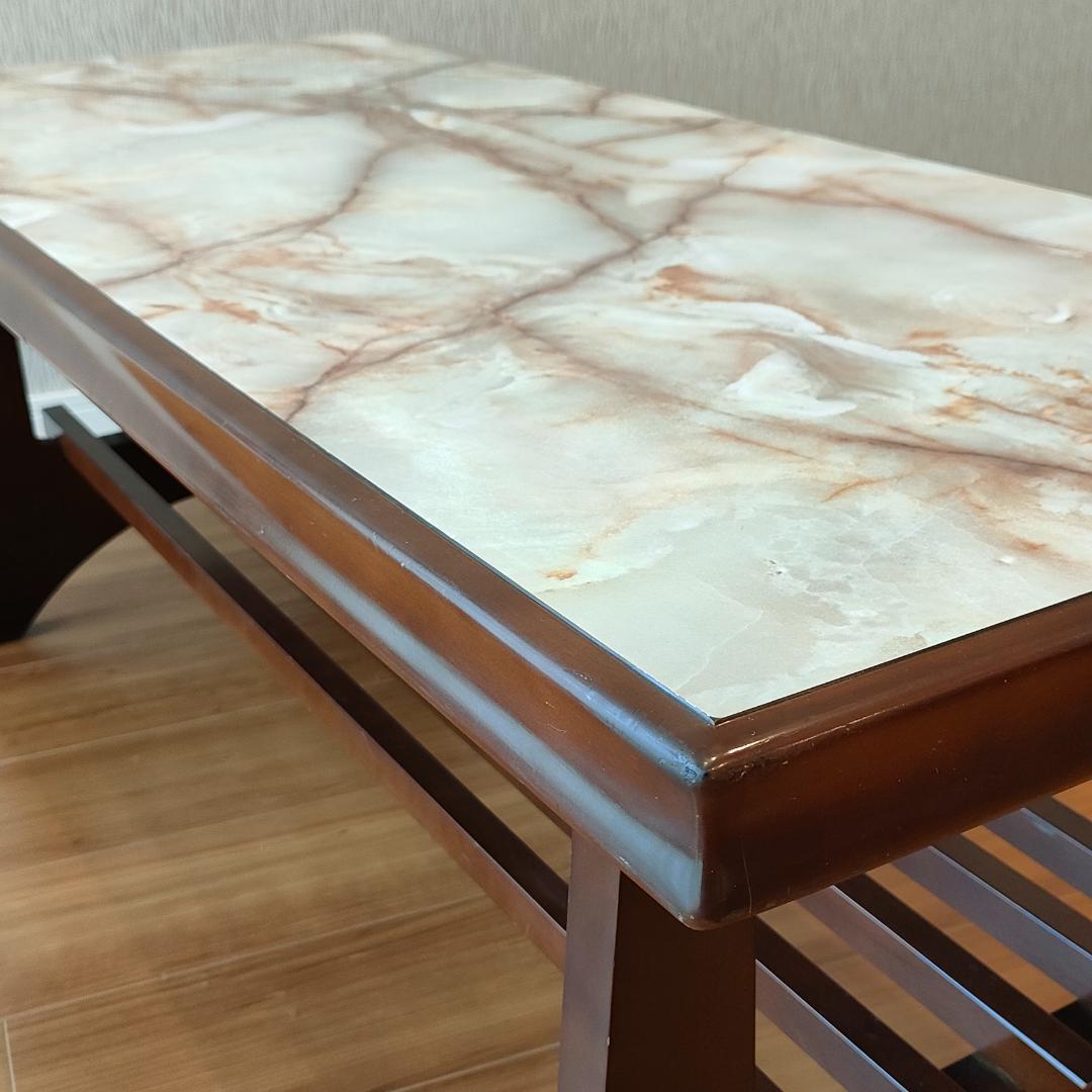 カリモク　センターテーブル　ヴィンテージ　大理石柄　木製