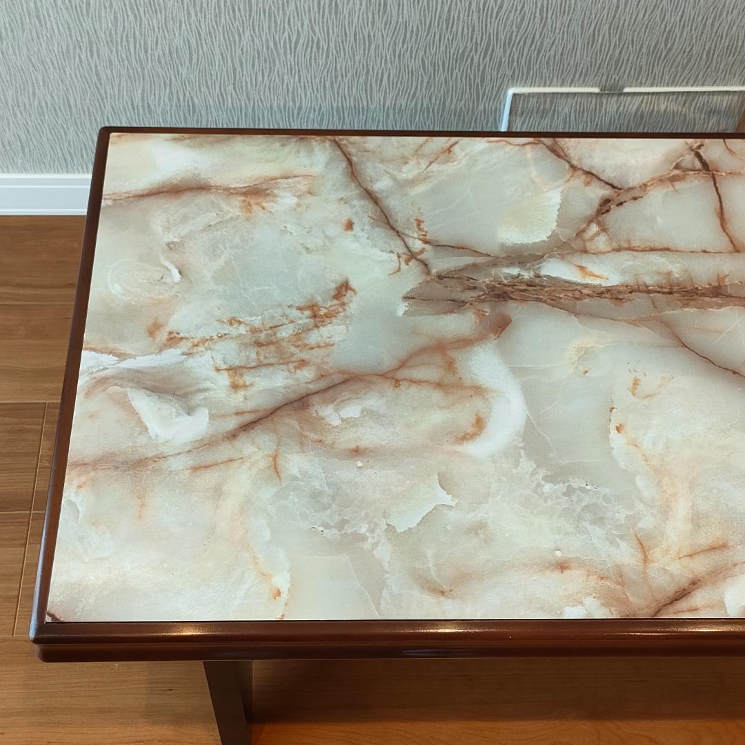 カリモク　センターテーブル　ヴィンテージ　大理石柄　木製