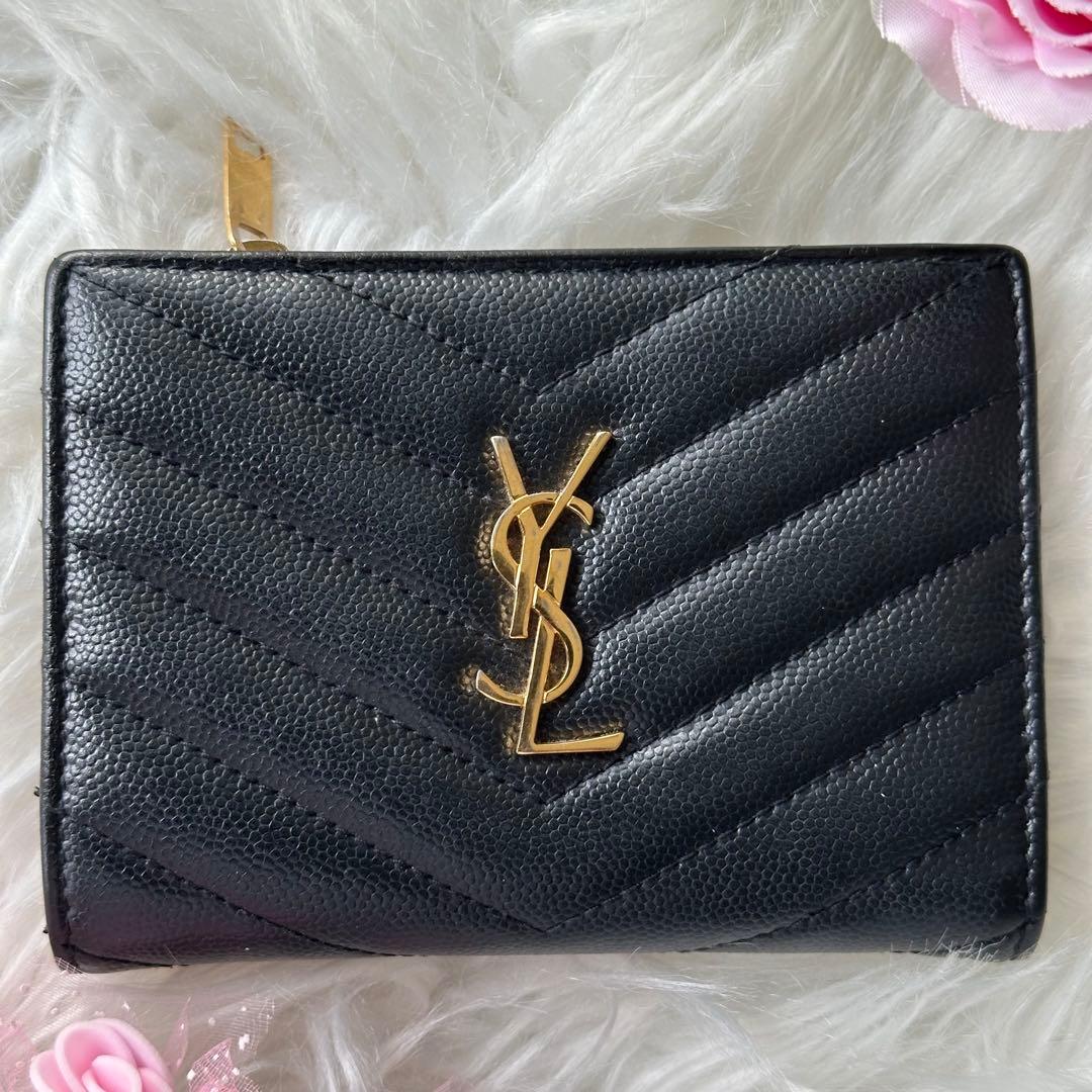 サンローラン YSL ブラック キルティング 二つ折り財布