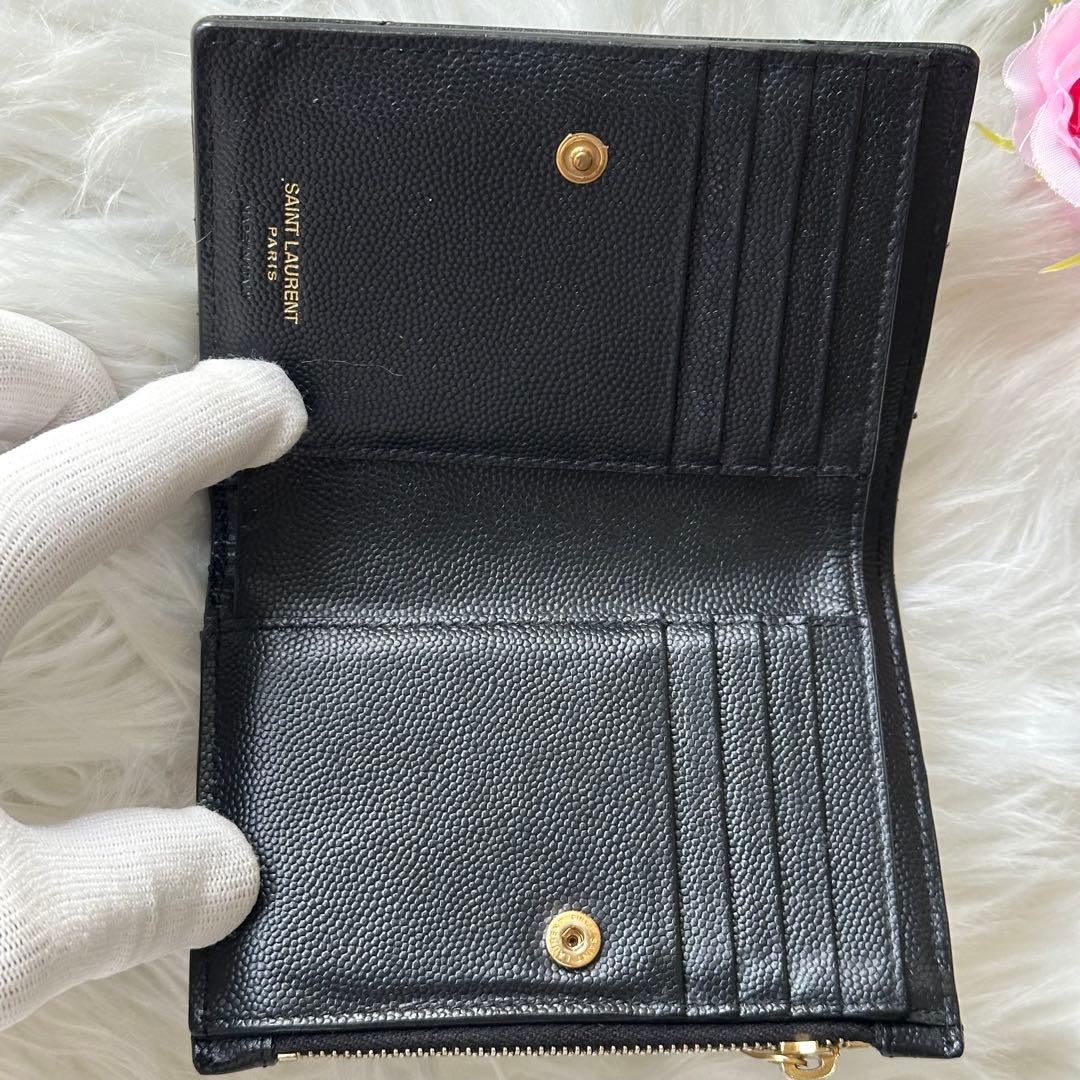 サンローラン YSL ブラック キルティング 二つ折り財布