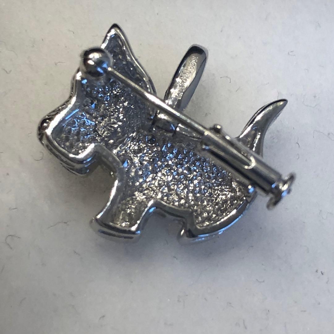 犬型シルバーブローチ K18wg 0.06ct 35N2505