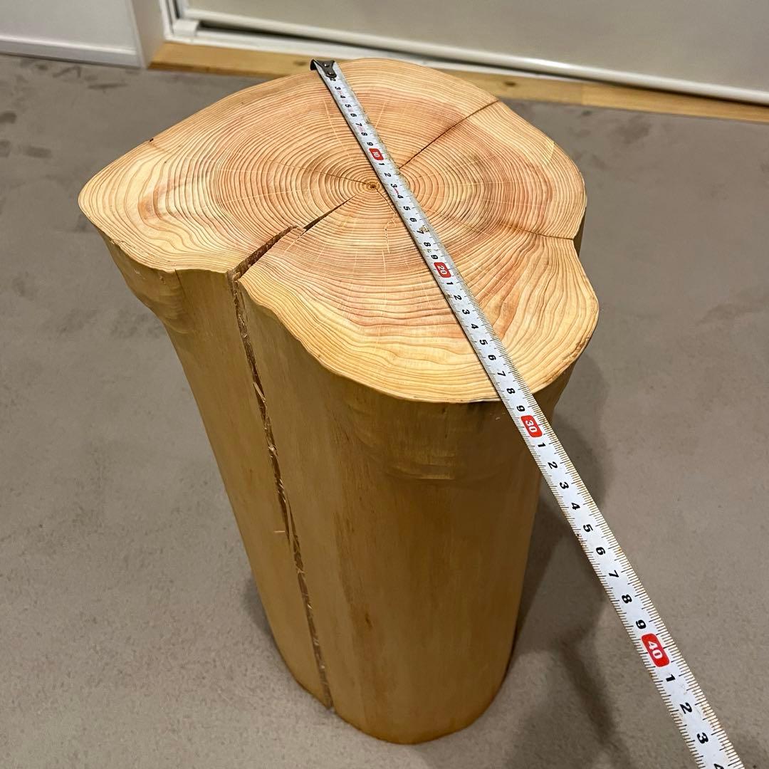 1434 檜　切り株　スツール　丸太椅子　チェア　磨き丸太　インテリア　オブジェ