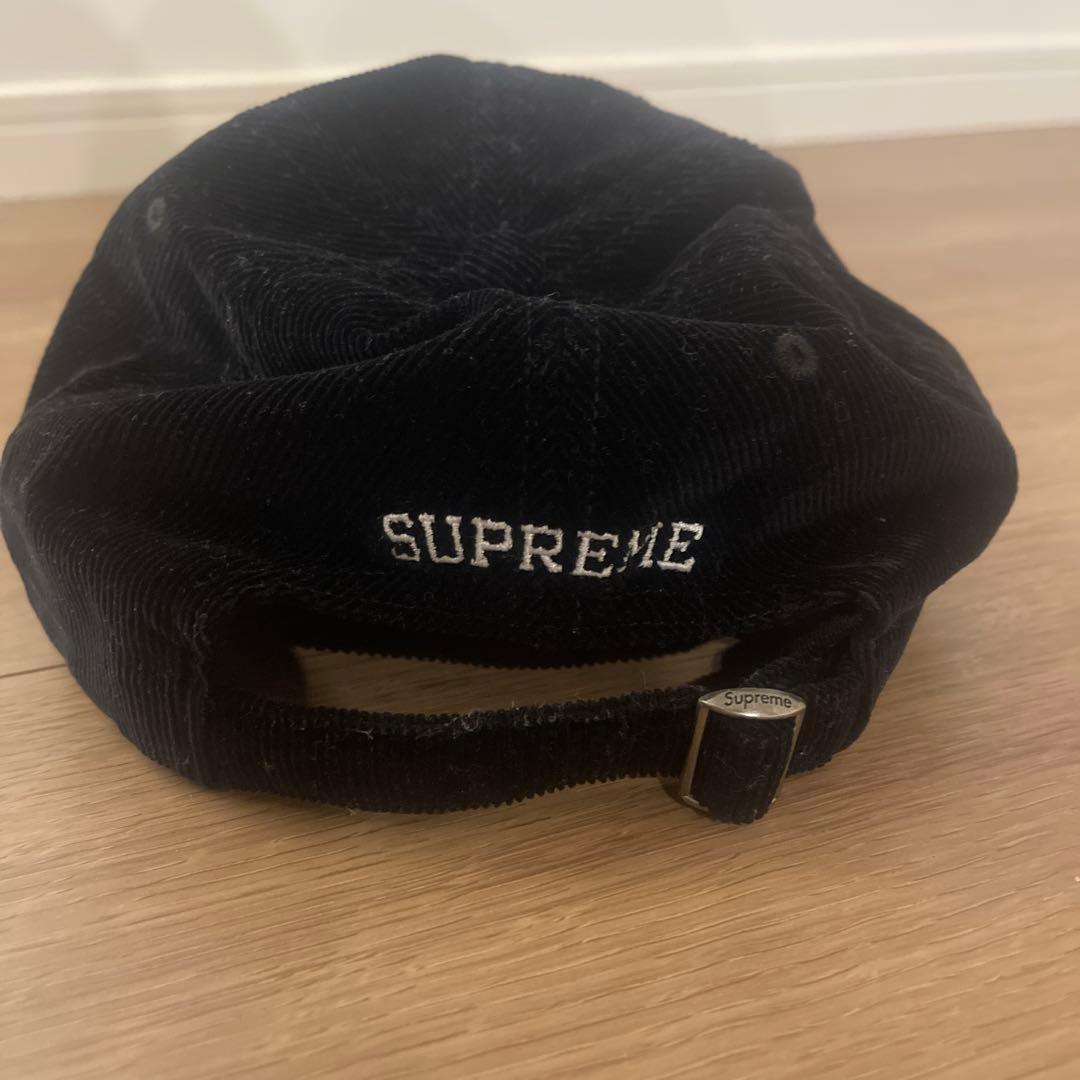 SUPREME 黒 コーデュロイキャップ